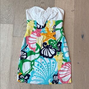 Lilly Pulitzer Strapless Dress – Built-In Corset & Bow Front Detail, Size 4, EUC